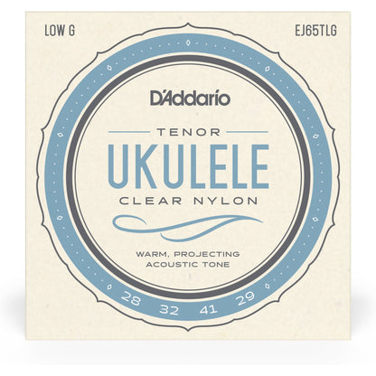 D'Addario EJ65TLGPro-Arté Custom Extruded Nylon Ukulele Strings, Tenor Low-G