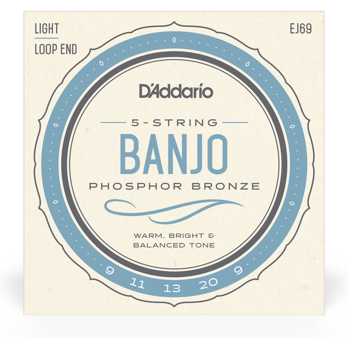 D'Addario EJ69 5-String Banjo Strings, Phosphor Bronze, Light, 9-20