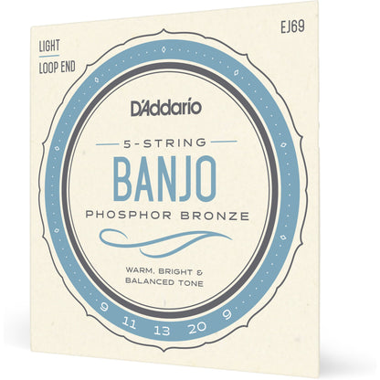 D'Addario EJ69 5-String Banjo Strings, Phosphor Bronze, Light, 9-20