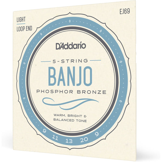 D'Addario EJ69 5-String Banjo Strings, Phosphor Bronze, Light, 9-20