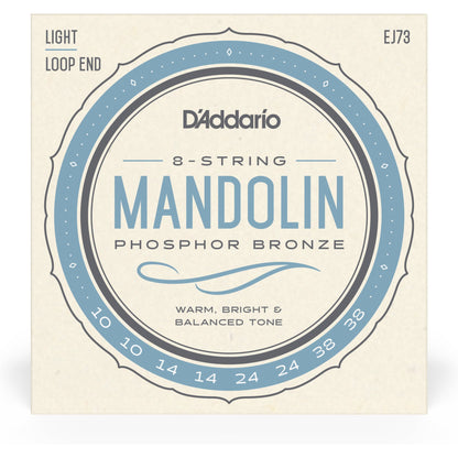 D'Addario EJ73 Mandolin Strings, Phosphor Bronze, Light, 10-38