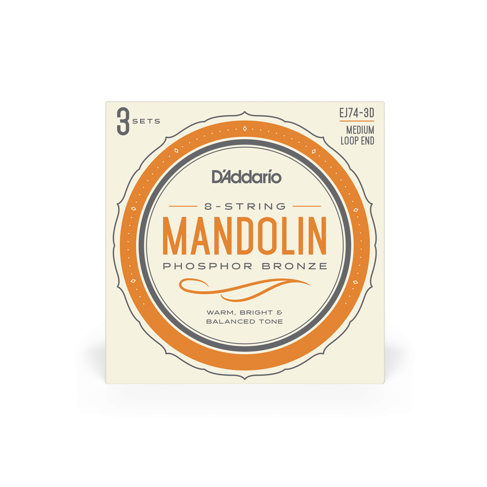 D'Addario Phosphor Bronze Mandolin Strings – Medium – 11-40 (3 Pack)
