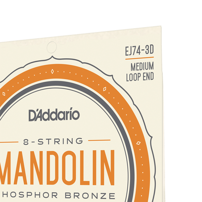 D'Addario Phosphor Bronze Mandolin Strings – Medium – 11-40 (3 Pack)