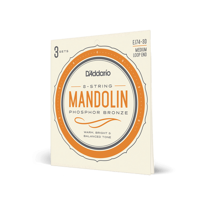 D'Addario Phosphor Bronze Mandolin Strings – Medium – 11-40 (3 Pack)
