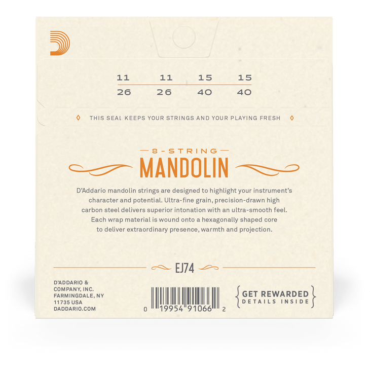 D'Addario Phosphor Bronze Mandolin Strings – Medium – 11-40