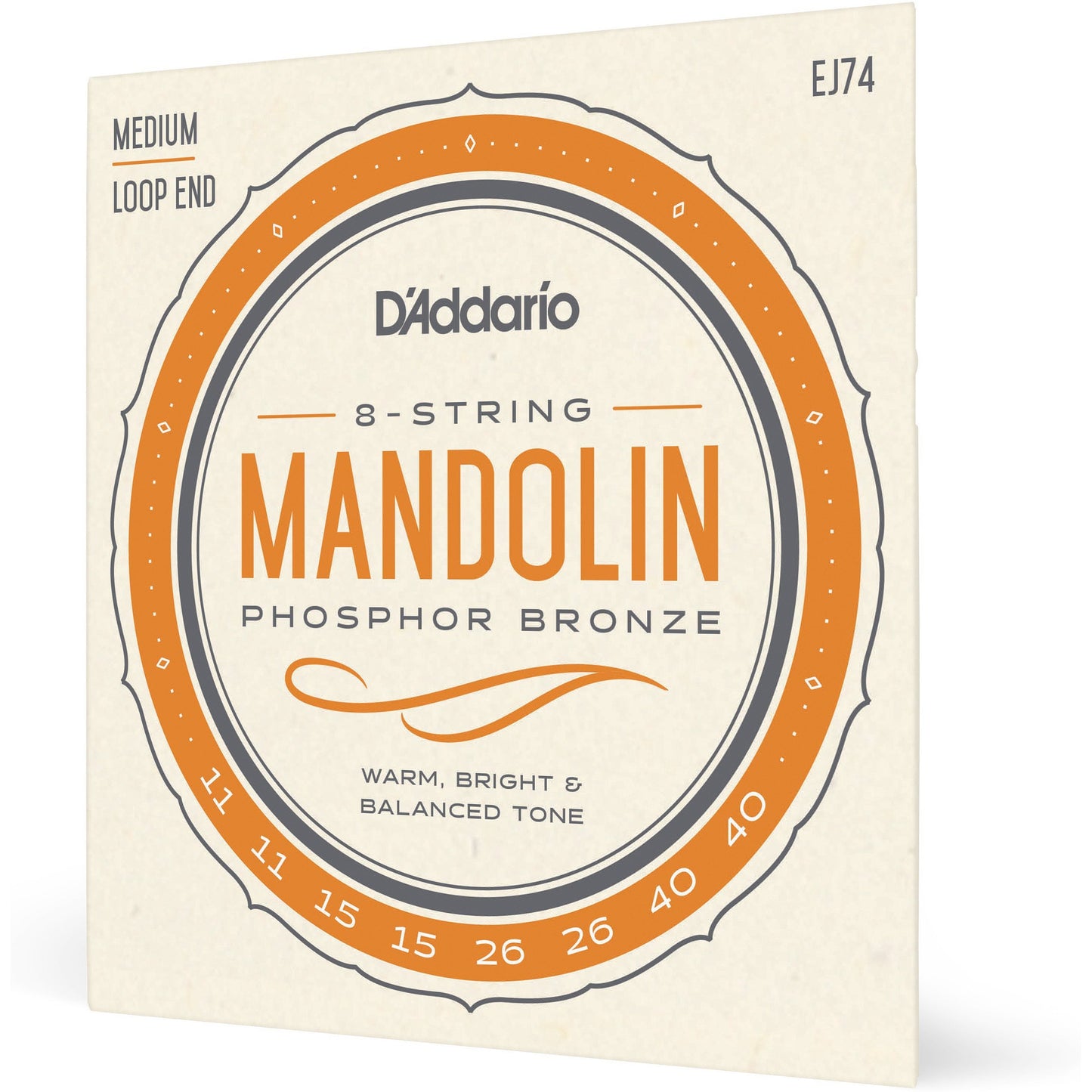 D'Addario EJ74 Mandolin Strings, Phosphor Bronze, Medium, 11-40