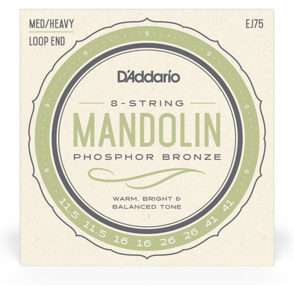 D'Addario EJ75 Mandolin Strings, Phosphor Bronze, Medium/Heavy, 11.5-41