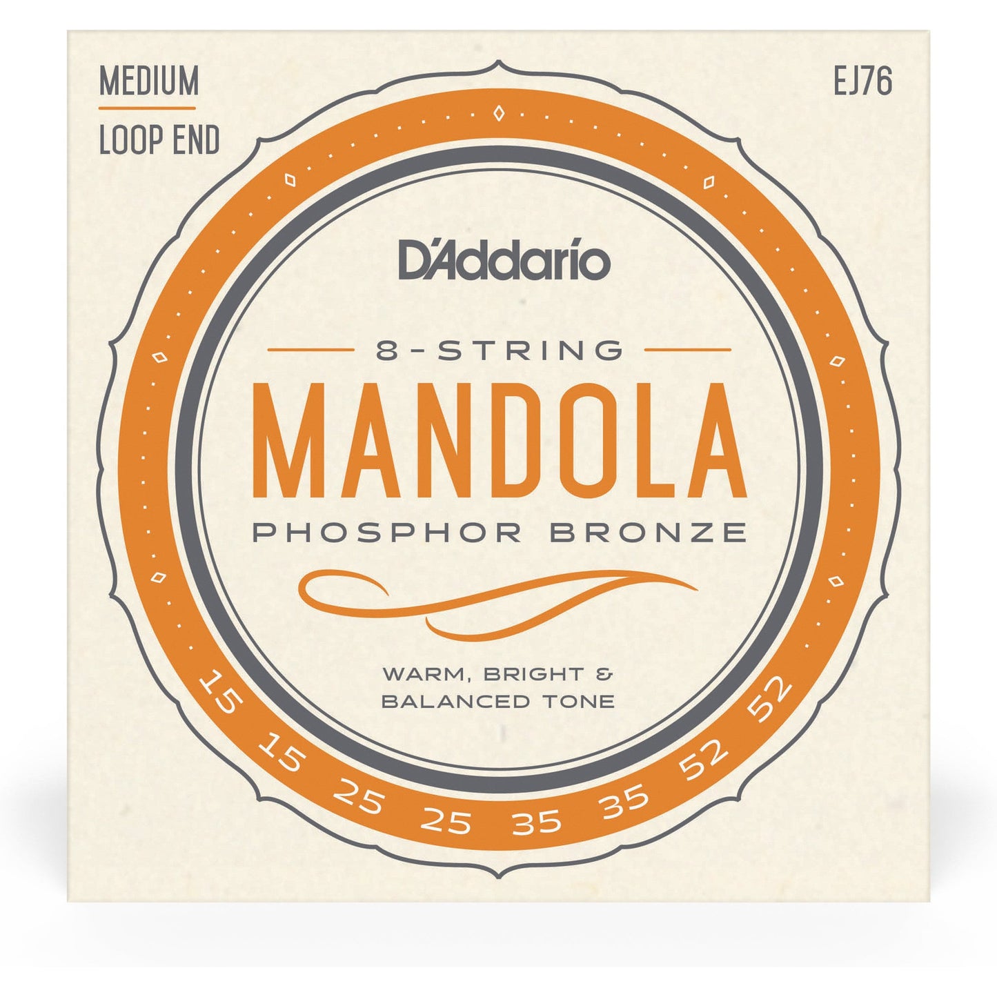 D'Addario EJ76 Phosphor Bronze Mandola Strings, Medium, 15-52