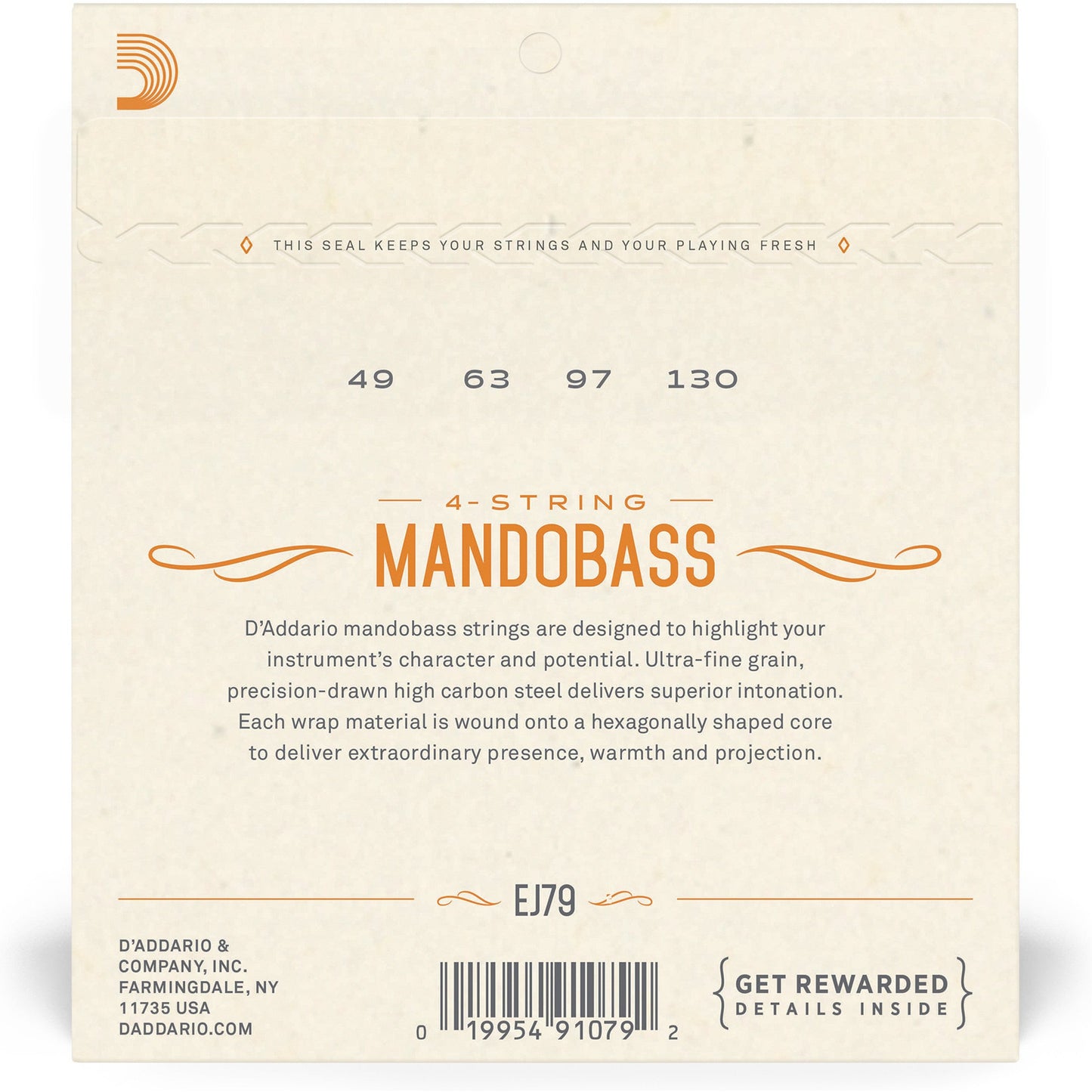 D'Addario J79 Copper Mandobass Strings, 49-130