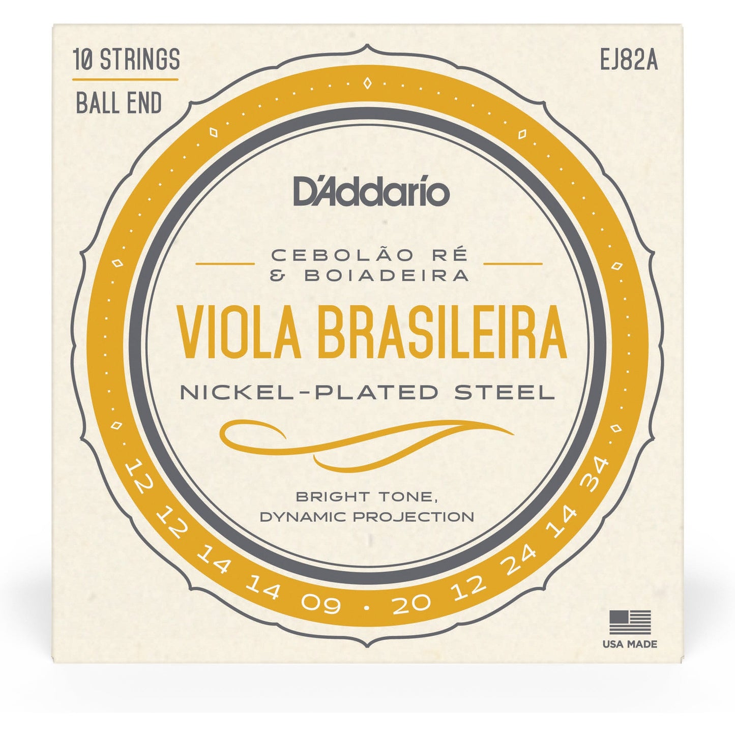 D'Addario EJ82A Viola Brasileira Set, Cebolao Re and Boiadeira