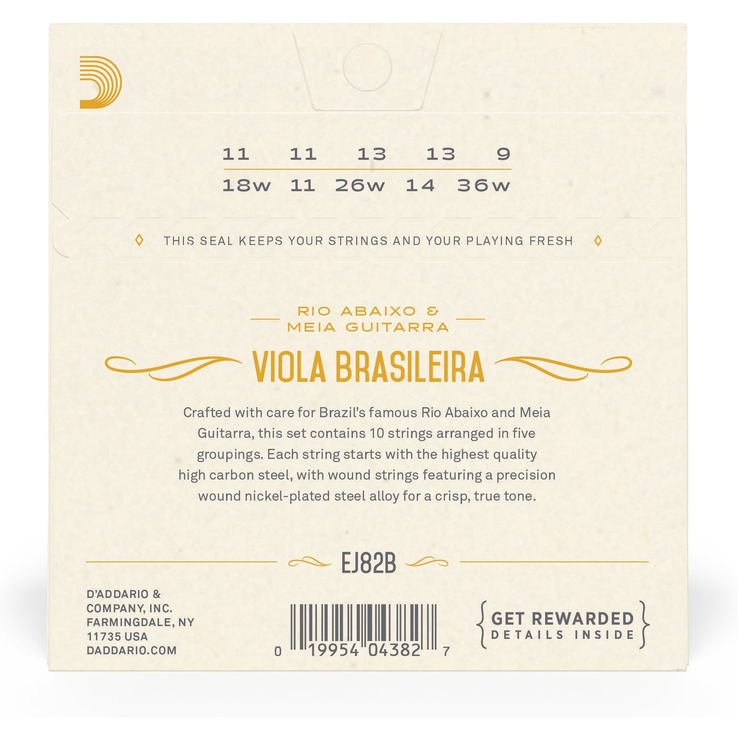 D'Addario EJ82B Viola Brasileira Set, Rio Abaixo and Meia Guitarra