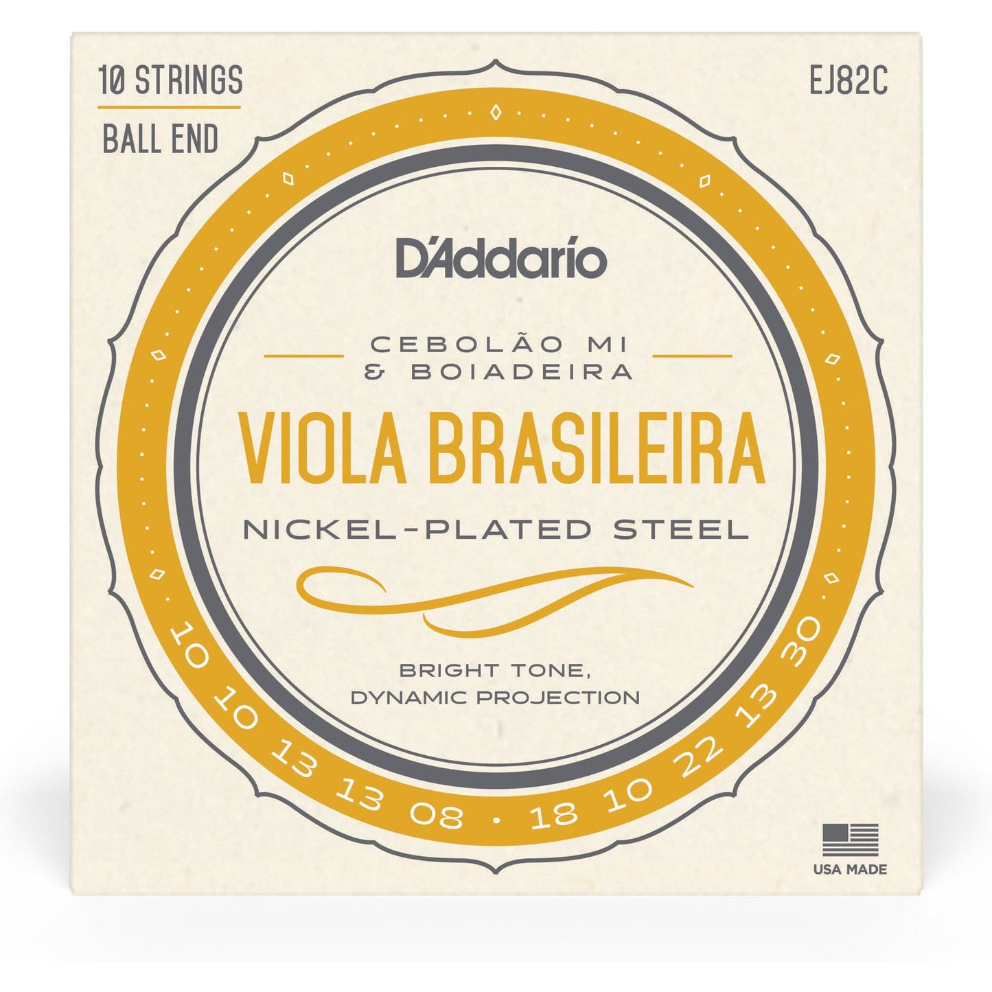 D'Addario EJ82C Viola Brasileira Set, Cebolao Mi and Boiadeira