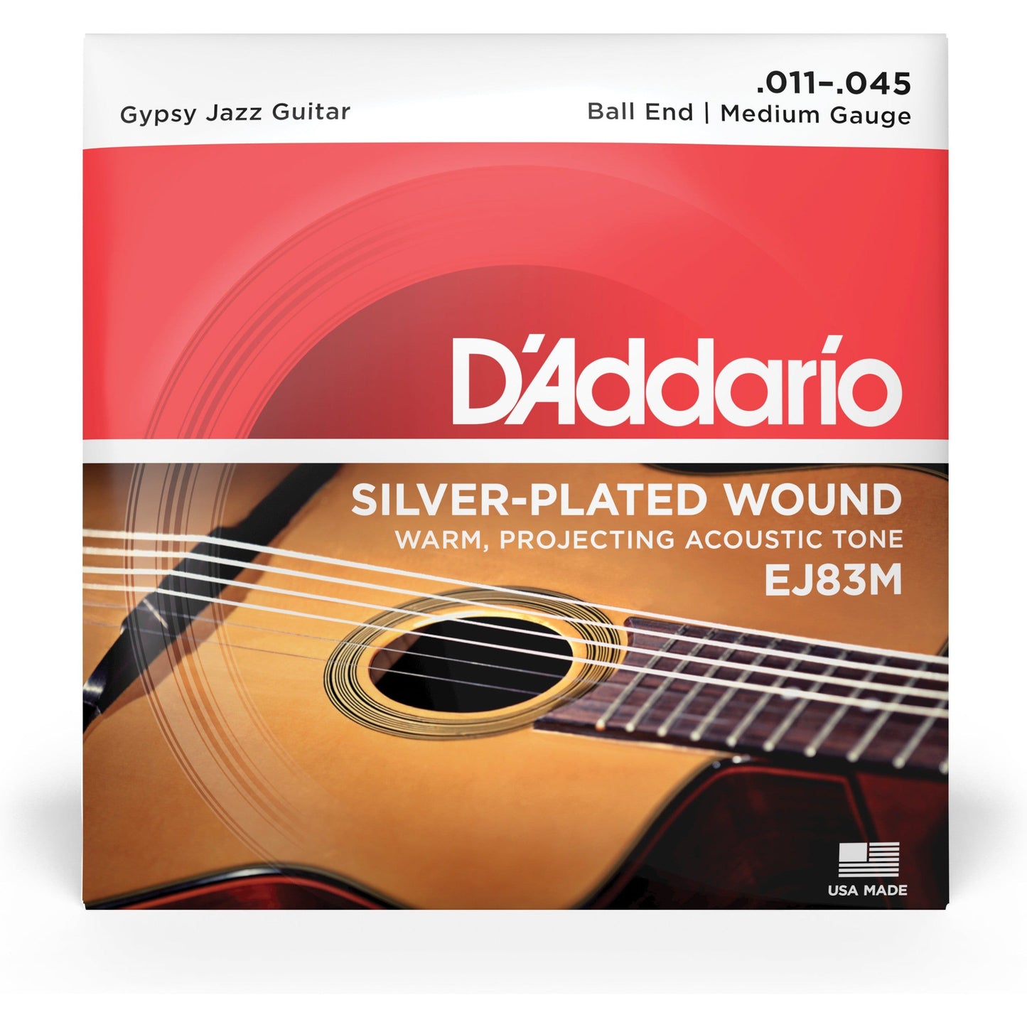 D'Addario EJ83M Gypsy Jazz Acoustic Guitar Strings, Ball End, Medium, 11-35