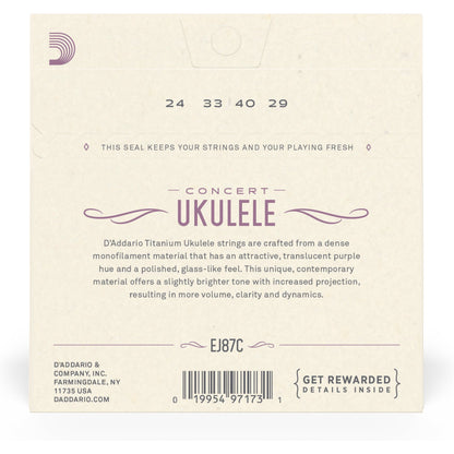 D'Addario EJ87C Titanium Ukulele Strings, Concert