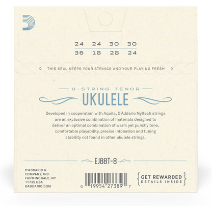 D'Addario EJ88T-8 Nyltech Ukulele Strings, 8-String Tenor