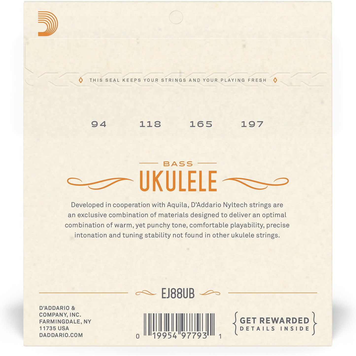 D'Addario EJ88UB Nyltech Ukulele Strings, Bass