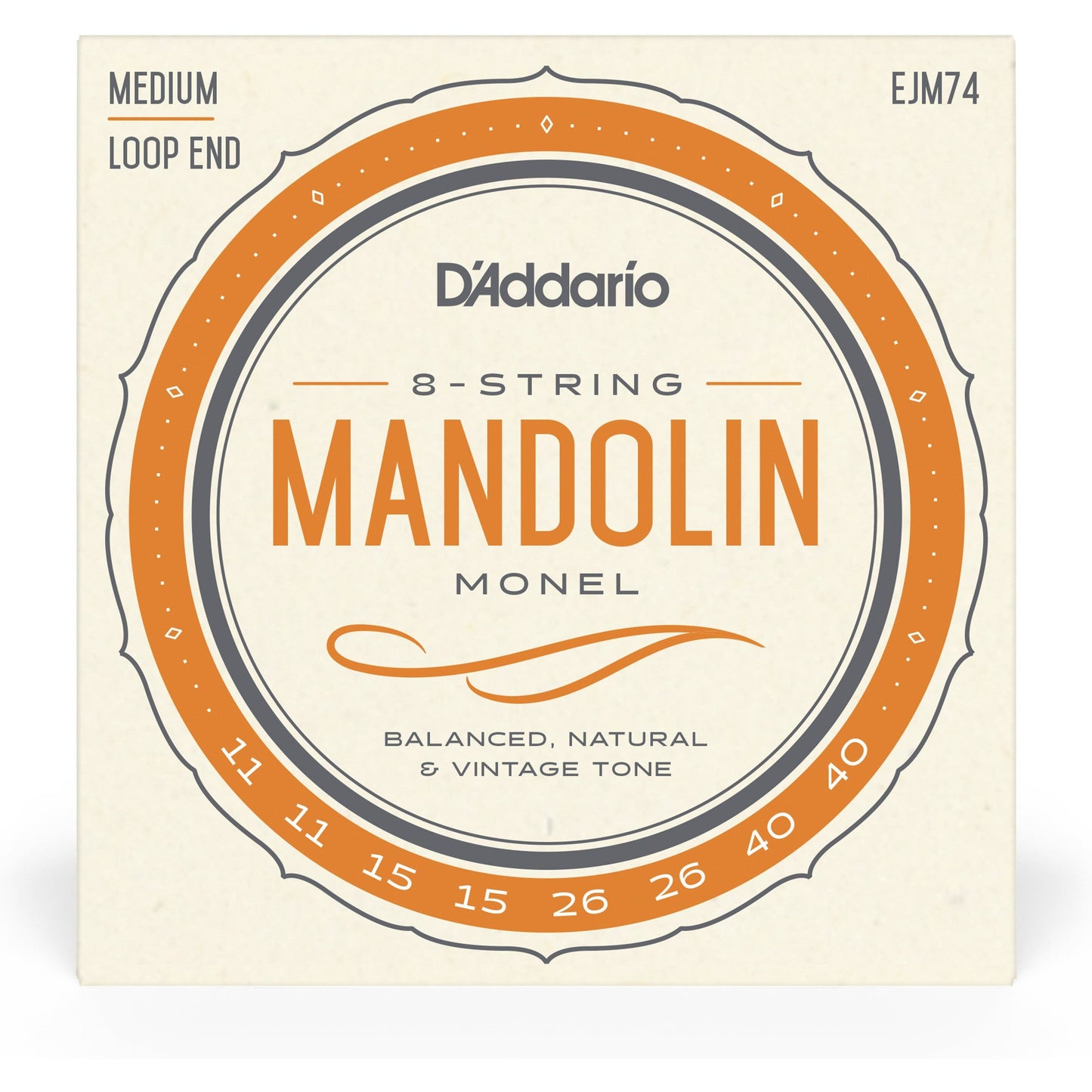 D'Addario EJM74 Monel Mandolin Strings, Medium, 11-40