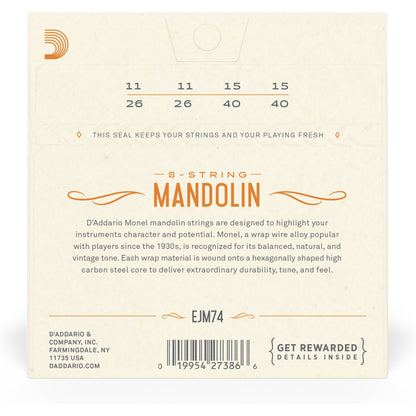 D'Addario EJM74 Monel Mandolin Strings, Medium, 11-40