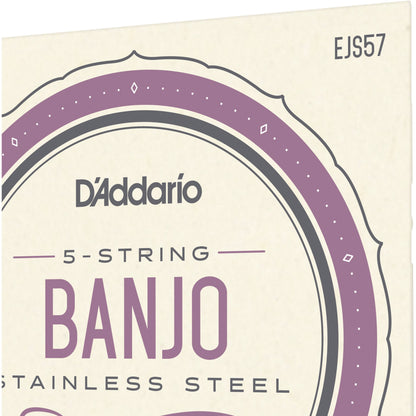 D'Addario EJS57 5-String Banjo Strings, Stainless Steel, Custom Medium, 11-22