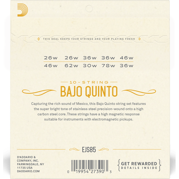 D'Addario Stainless Steel Bajo Quinto Strings