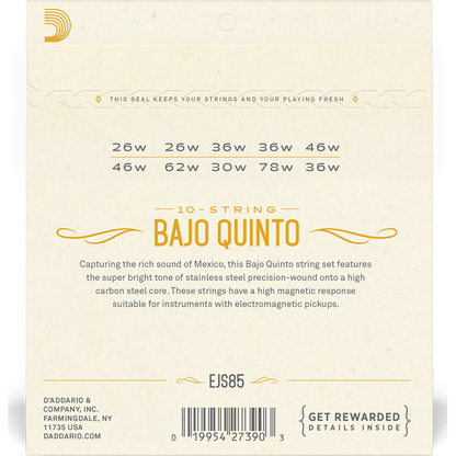 D'Addario Stainless Steel Bajo Quinto Strings