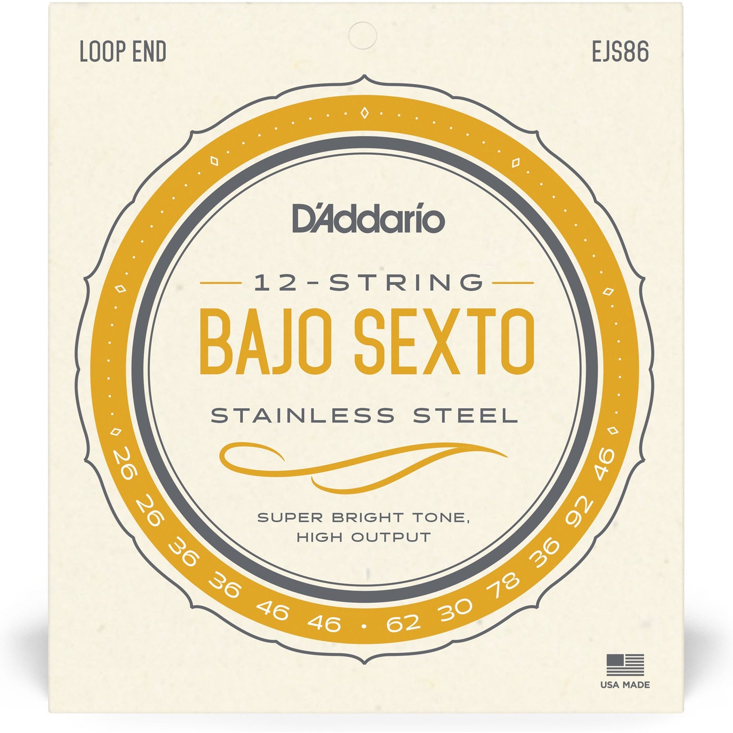 D'Addario EJS86 Bajo Sexto Stainless Steel Strings