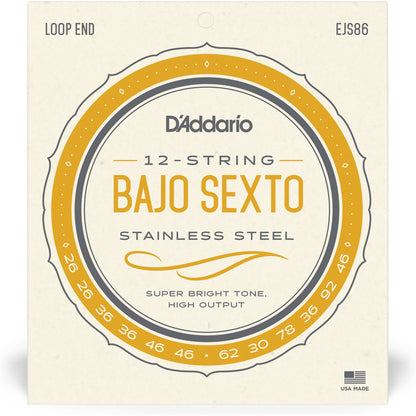 D'Addario EJS86 Bajo Sexto Stainless Steel Strings