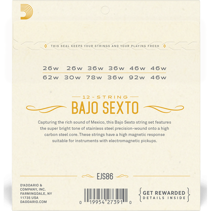 D'Addario Stainless Steel Bajo Sexto Strings