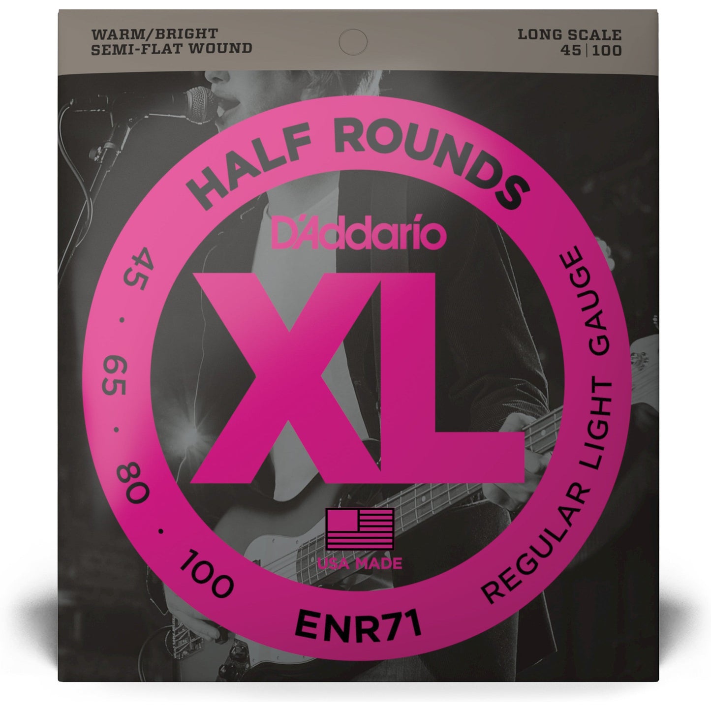 D'Addario ENR71 Half Round Bass Guitar Strings, Regular Light, 45-100, Long Scale