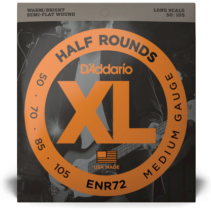 D'Addario ENR72 Half Round Bass Guitar Strings, Medium, 50-105, Long Scale