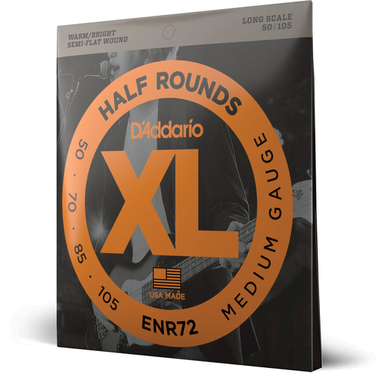 D'Addario ENR72 Half Round Bass Guitar Strings, Medium, 50-105, Long Scale