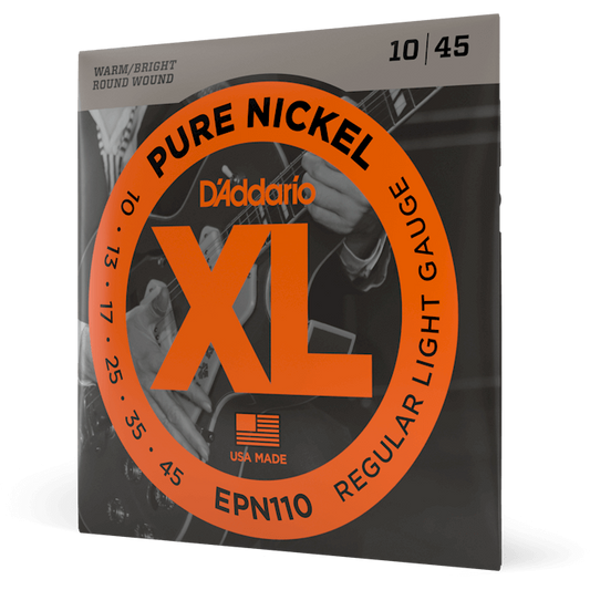 D'Addario XL Pure Nickel Electric Guitar Strings – Regular Light – 10-45