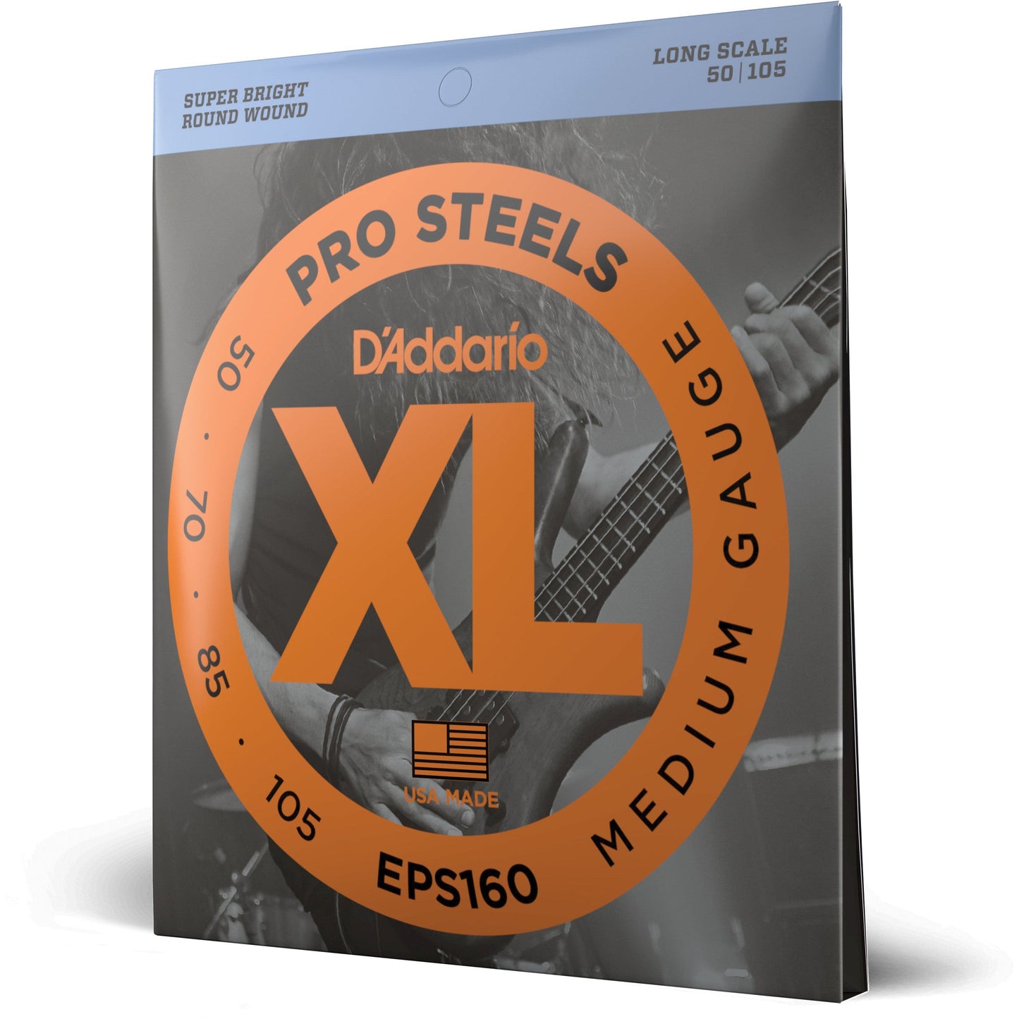 D'Addario EPS160 ProSteels Bass Guitar Strings, Medium, 50-105, Long Scale