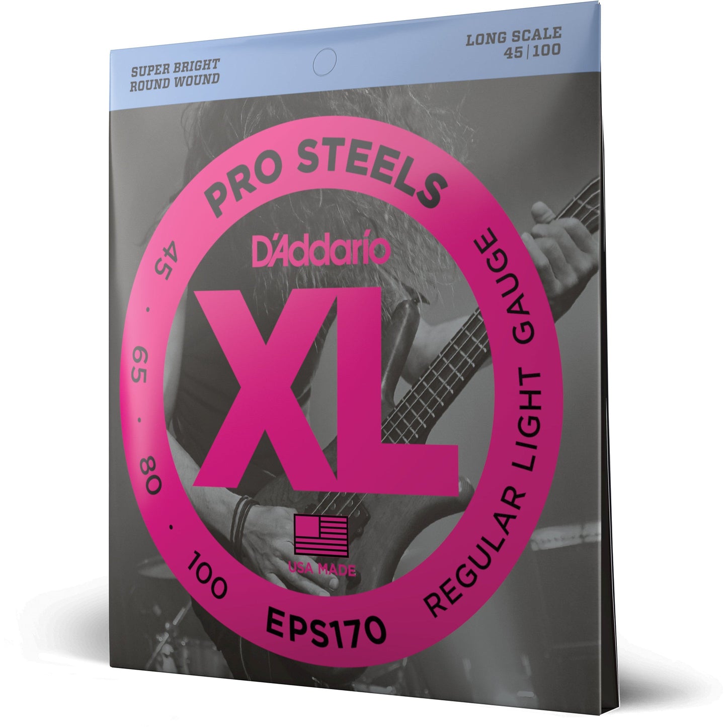 D'Addario EPS170 ProSteels Bass Guitar Strings, Light, 45-100, Long Scale