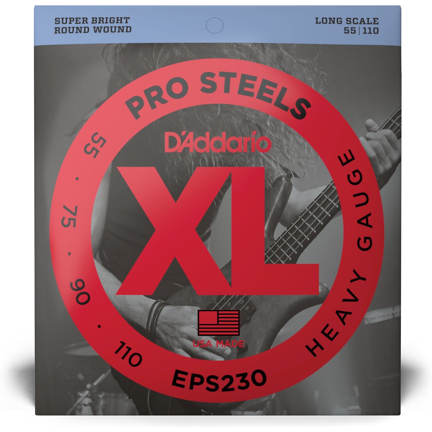 D'Addario EPS230 ProSteels Bass Guitar Strings, Heavy, 55-110, Long Scale