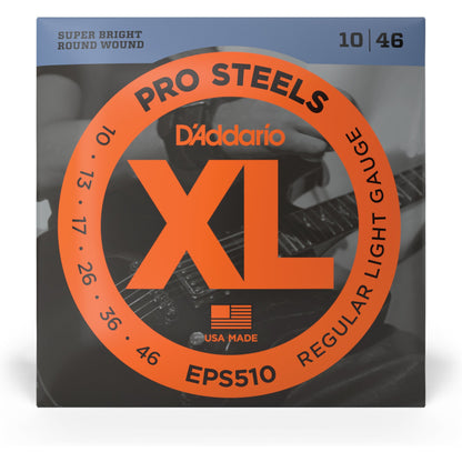 D'Addario EPS510 ProSteels Electric Guitar Strings, Regular Light, 10-46