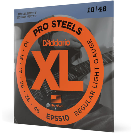 D'Addario EPS510 ProSteels Electric Guitar Strings, Regular Light, 10-46