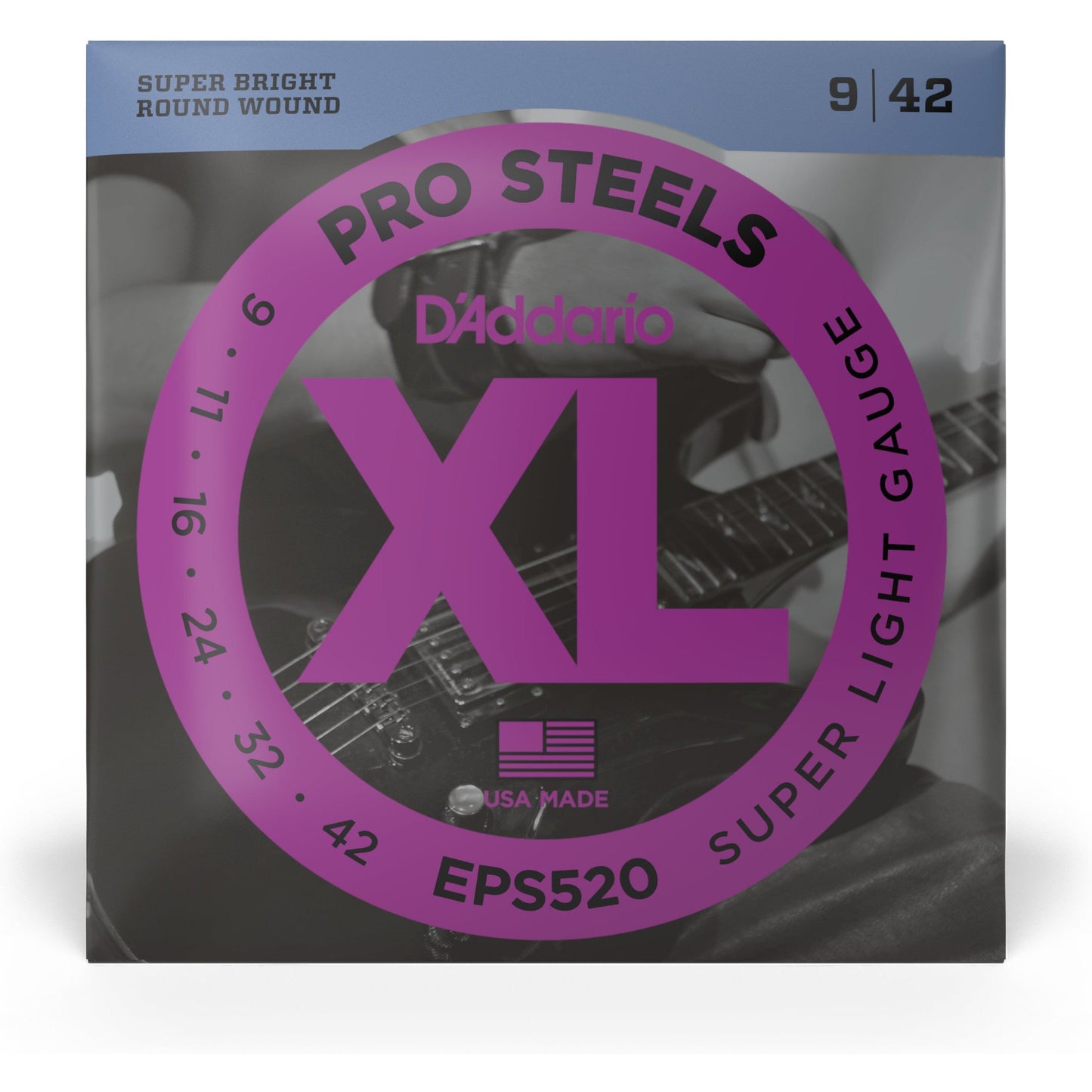 D'Addario EPS520 ProSteels Electric Guitar Strings, Super Light, 09-42