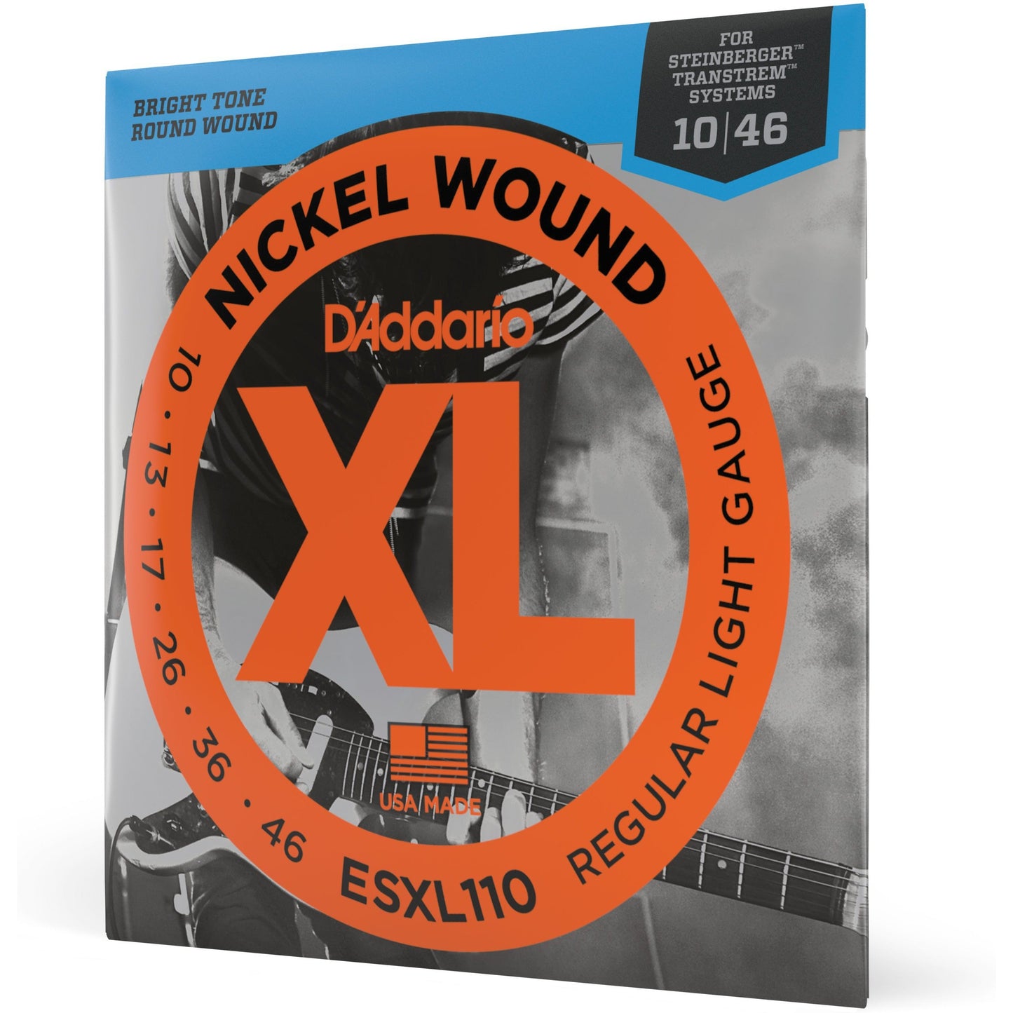 D'Addario ESXL110 Nickel Wound Electric Guitar Strings, Regular Light, Double Ball End, 10-46