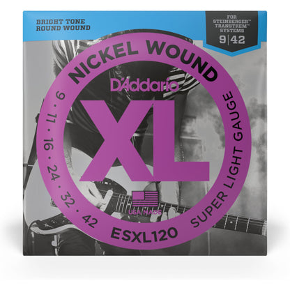 D'Addario ESXL120 Nickel Wound Electric Guitar Strings, Super Light, Double Ball End, 09-42