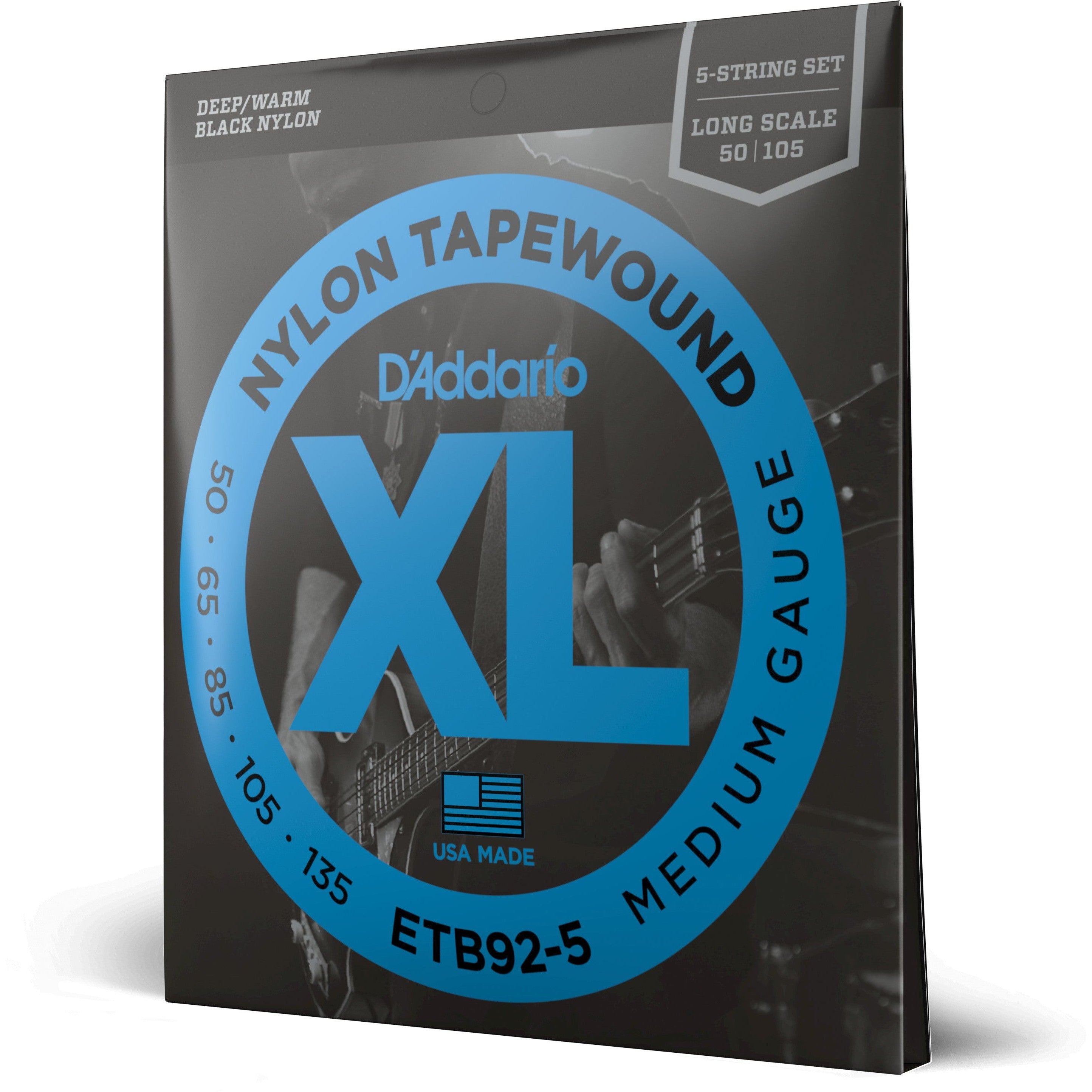 Tapewound D'Addario ETB92-5 5-String Tapewound Bass Guitar Strings, Medium, 50-1 ...