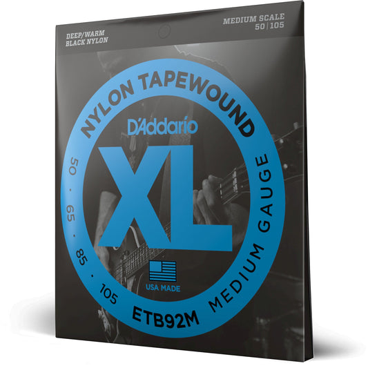 D'Addario ETB92M Tapewound Bass Guitar Strings, Medium, 50-105, Medium Scale