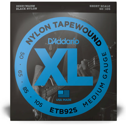 D'Addario ETB92S Tapewound Bass Guitar Strings, Medium, 50-105, Short Scale