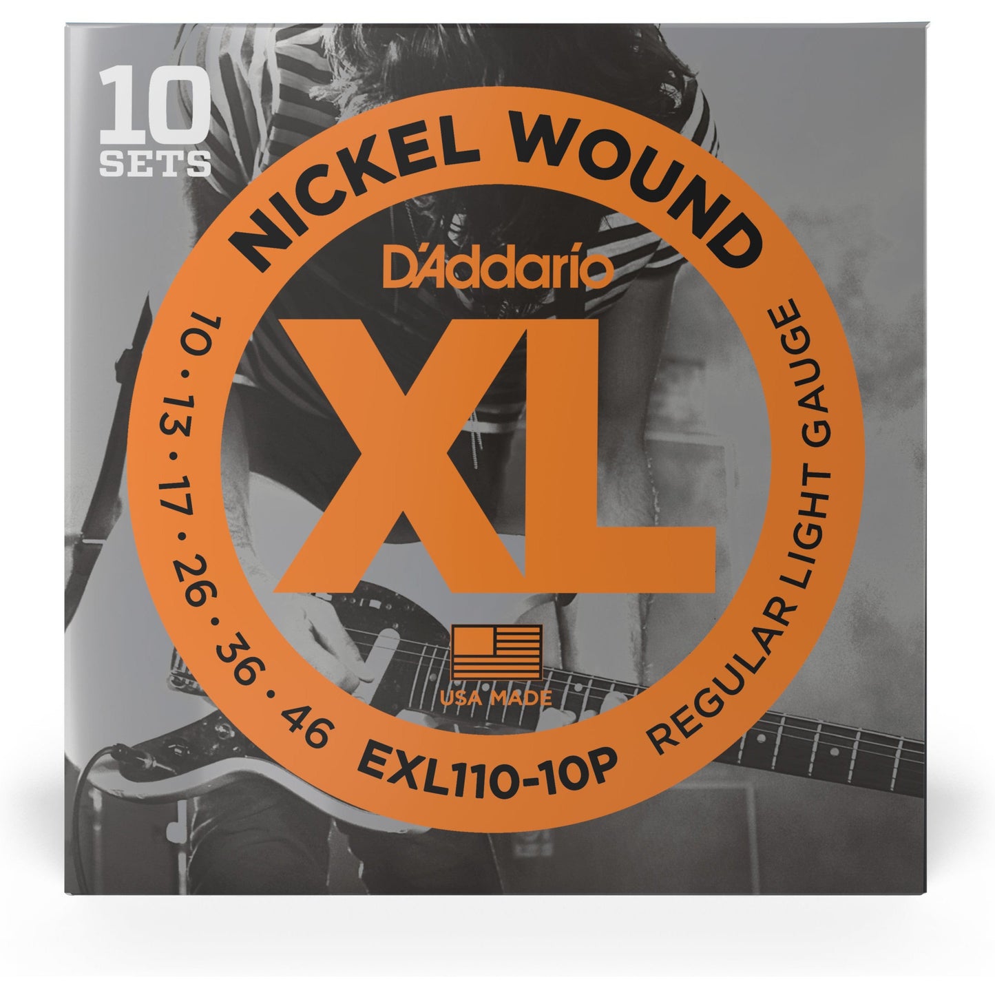 D'Addario EXL110-10P Nickel Wound Electric Guitar Strings, Regular Light, 10-46, 10 Sets