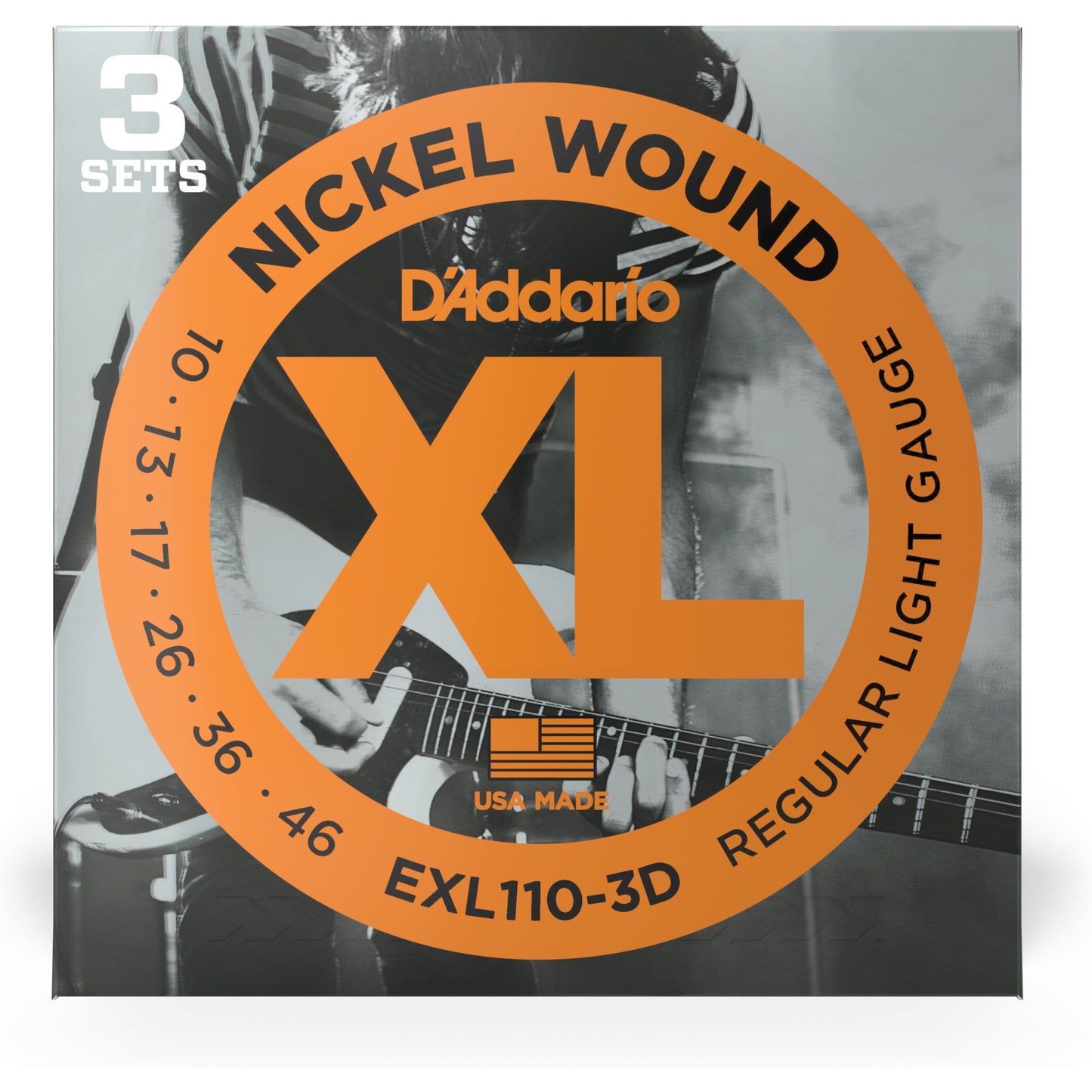 D'Addario EXL110-3D Nickel Wound Electric Guitar Strings, Regular Light, 10-46, 3 Sets