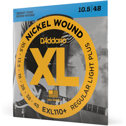 D'Addario EXL110+ Nickel Wound Electric Guitar Strings, Regular Light Plus, 10.5-48