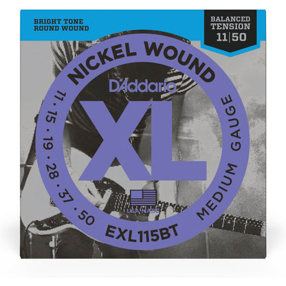 D'Addario EXL115BT Nickel Wound Electric Guitar Strings, Balanced Tension Medium, 11-50