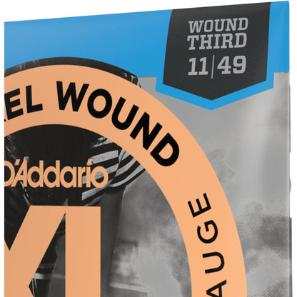 D'Addario EXL115w Nickel Wound Electric Guitar Strings, Medium/Blues-Jazz Rock, Wound 3rd, 11-49