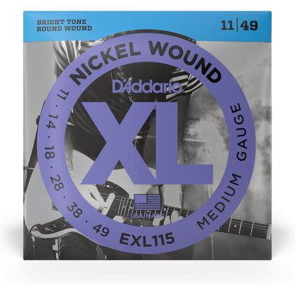 D'Addario EXL115 Nickel Wound Electric Guitar Strings, Medium/Blues-Jazz Rock, 11-49