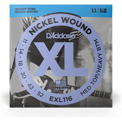 D'Addario EXL116 Nickel Wound Electric Guitar Strings, Medium Top/Heavy Bottom, 11-52